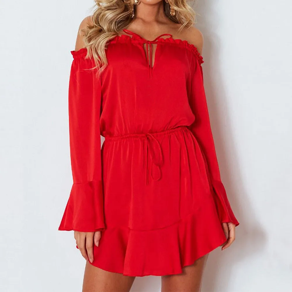 JAYCOSIN girl Summer Fashion Women Solid Flare Sleeve Slash-Neck Off Shoulder Club Party Mini Dress Ladies Clothing Z0305
JAYCOSIN girl Summer Fashion Women Solid Flare Sleeve Slash-Neck Off Shoulder Club Party Mini Dress Ladies Clothing Z0305
