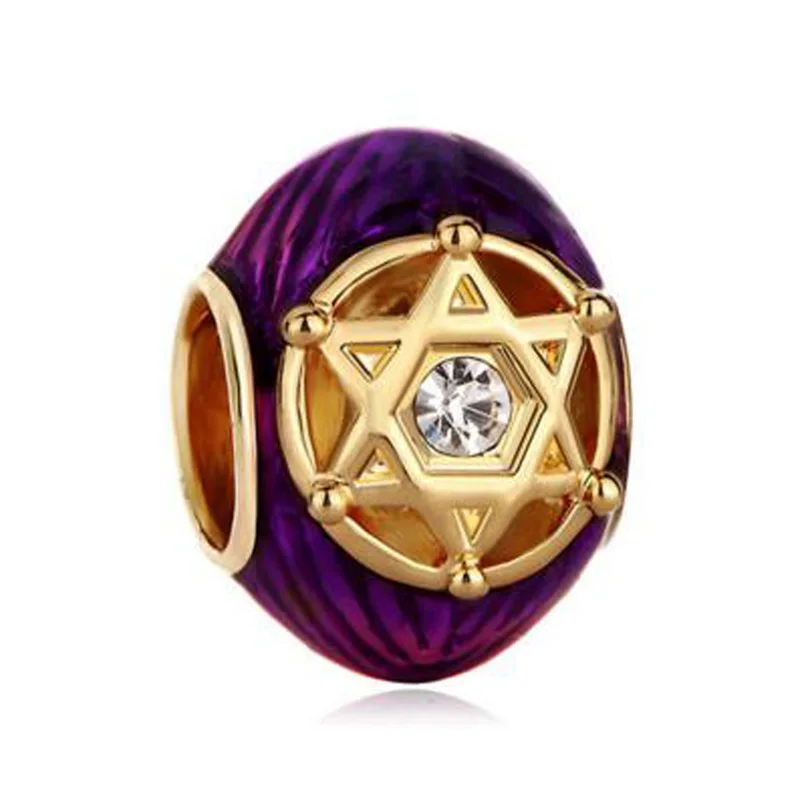 White rhinestone charm beads purple enamel egg hexagram religious charm beads fit Pandora bracelet
White rhinestone charm beads purple enamel egg hexagram religious charm beads fit Pandora bracelet