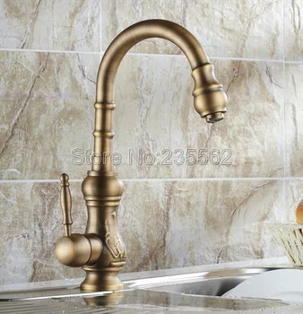 Antique Brass Single Handle Kitchen Sink Faucet Cold and Hot Mixer High Basin Faucets Swivel Spout lnf080
Antique Brass Single Handle Kitchen Sink Faucet Cold and Hot Mixer High Basin Faucets Swivel Spout lnf080