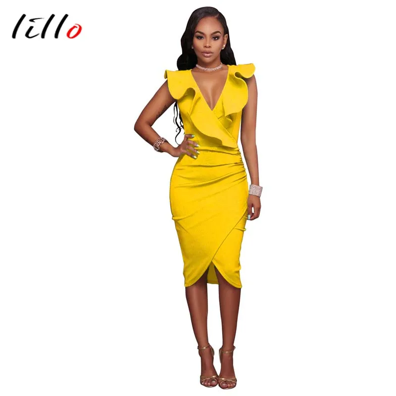 Sleeveless Bottoms Dress Sexy V-neck Ruffled White Yellow Wine Red Light Blue Rose Red Blue Black 7 Color Optional fashion
Sleeveless Bottoms Dress Sexy V-neck Ruffled White Yellow Wine Red Light Blue Rose Red Blue Black 7 Color Optional fashion