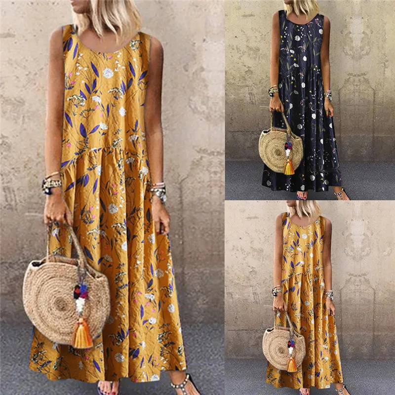 Casual Ladies Dress Print Sleeveless Dress Round Neck Loose Linen Dress Plus Size Bohemian Vintage Sleeveless Long Y513
Casual Ladies Dress Print Sleeveless Dress Round Neck Loose Linen Dress Plus Size Bohemian Vintage Sleeveless Long Y513