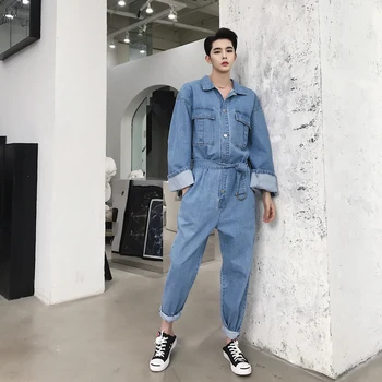 Men Retro Fashion Denim Overalls Streetwear Hip Hop Long Sleeve Casual Loose Jeans Harem Pant Male Jumpsuit Couple Trousers 
Men Retro Fashion Denim Overalls Streetwear Hip Hop Long Sleeve Casual Loose Jeans Harem Pant Male Jumpsuit Couple Trousers