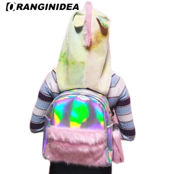 Women Holographic Laser Backpacks Faux Fur Fashion Schoolbags with Detachable Hoodies Girl Travel Schoolbags Bagpack mochila
Women Holographic Laser Backpacks Faux Fur Fashion Schoolbags with Detachable Hoodies Girl Travel Schoolbags Bagpack mochila