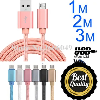 100pcs Braided Fabric Micro USB Cable 1M 3FT 2M 3M USB Cable Data Sync Cord accessory bundles For Samsung Galaxy S7 S6 Edge
100pcs Braided Fabric Micro USB Cable 1M 3FT 2M 3M USB Cable Data Sync Cord accessory bundles For Samsung Galaxy S7 S6 Edge