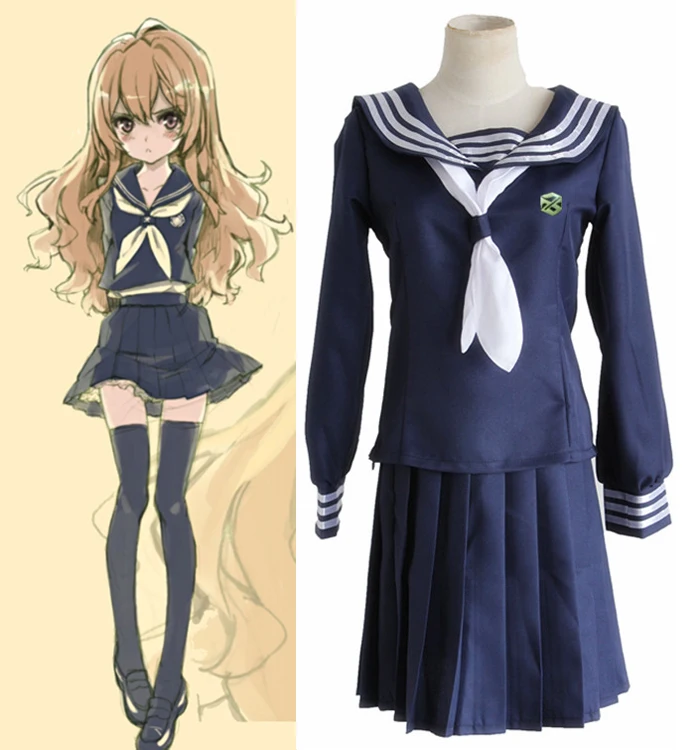 Anime Toradora TIGER DRAGON School Uniform Cosplay Costume Aisaka Taiga Full Set Sailor Suit Dress ( Top + Skirt + Bow tie )
Anime Toradora TIGER DRAGON School Uniform Cosplay Costume Aisaka Taiga Full Set Sailor Suit Dress ( Top + Skirt + Bow tie )