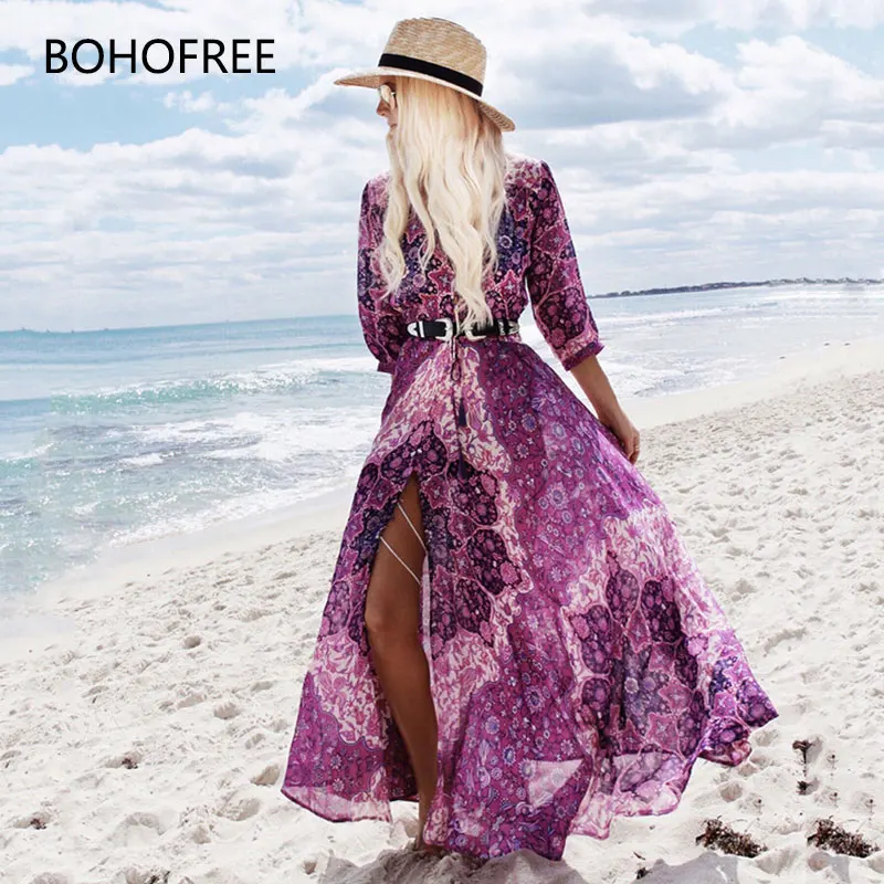 BOHOFREE Bohemian V Neck 3/4 Sleeve Floral Print Long Maxi Hippie Dress Boho Chic Style Femme Vestidos Beach Dress Button Dreses
BOHOFREE Bohemian V Neck 3/4 Sleeve Floral Print Long Maxi Hippie Dress Boho Chic Style Femme Vestidos Beach Dress Button Dreses