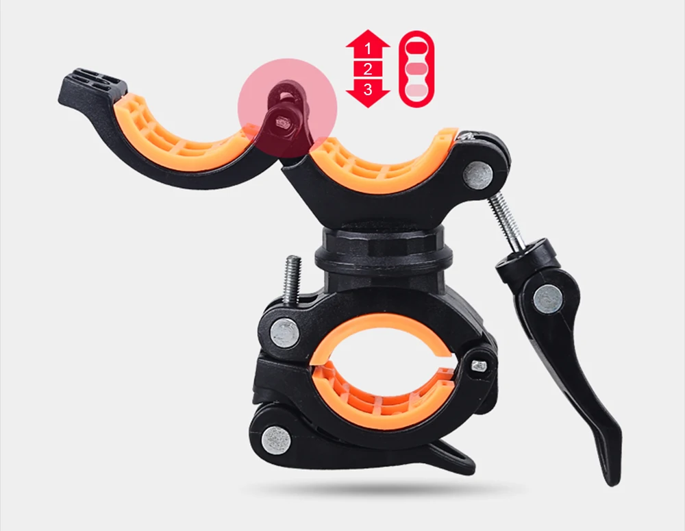 Discount 360° Rotating Bike Light bracket clamp Torch Clip Flashlight clip Two-way clipwith non-slip rubber gasket Bicycle spare parts 6