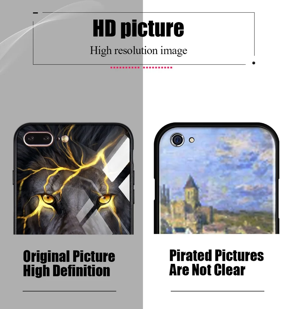 Tempered Glass Case For iPhone 7 6 8 6S Plus Case For iPhone X 10 HD Animal Pattern Soft Edge Back Cover Cases Protective Shell (27)