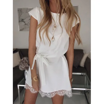 Oufisun Summer O-neck Short Sleeve Women Dress 2020 Casual Solid Sexy Lace Patchwork Mini Dresses Fashion Belt Tunic Party Dress
Oufisun Summer O-neck Short Sleeve Women Dress 2020 Casual Solid Sexy Lace Patchwork Mini Dresses Fashion Belt Tunic Party Dress
