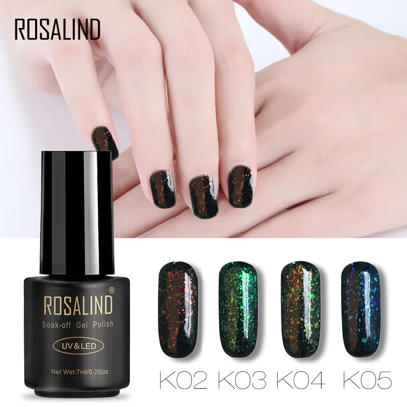 ROSALIND гель 1 S Блестящий Galaxy Гель лак для ногтей 7 мл высококачественный
