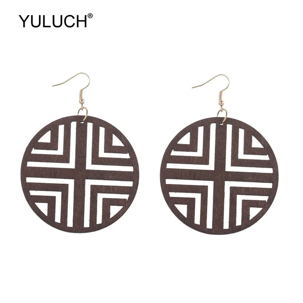 YULUCH 2019 модные деревянные полые большие серьги в этническом стиле африканские