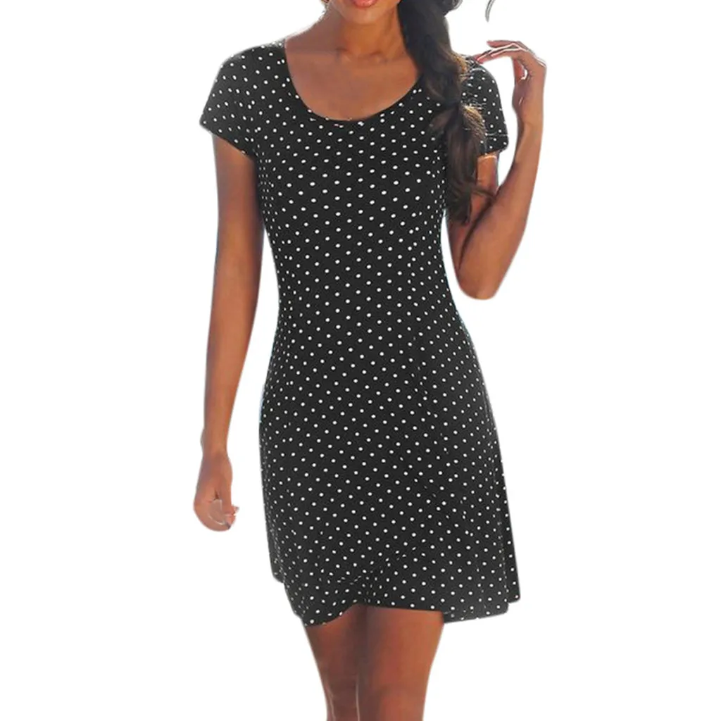 Feitong Dot Printed Short Dress Womens Bohemian Short Sleeve O-neck Casual Dresses 2019 Summer Beach Sundress Female Party Dress
Feitong Dot Printed Short Dress Womens Bohemian Short Sleeve O-neck Casual Dresses 2019 Summer Beach Sundress Female Party Dress