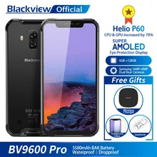 Blackview BV9600 Pro IP68 Waterproof Mobile Phone Helio P60 6GB+128GB 6.21" 19:9 FHD AMOLED 5580mAh Android 8.1 Smartphone NFC(China)