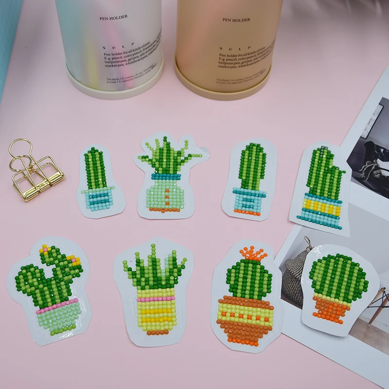 

Shirliben New Pattern Cactus Diamond Embroidery Mini Stickers Plant Rhinestone Mosaic For Home Book Phone Decor Diy Crafts