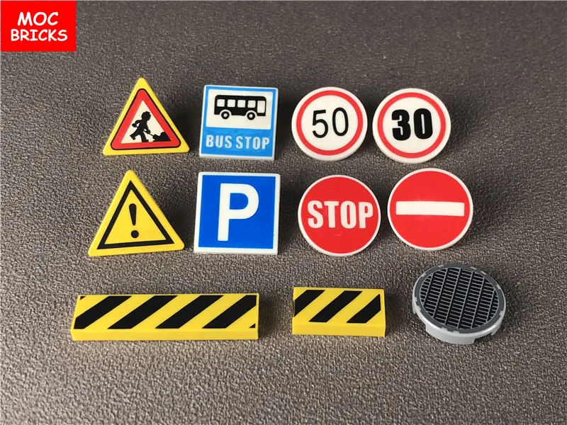 50pcs/lot Road Sign with Clip-on stop Bus station Thoroughfare Construction worker Building Blocks Figure DIY Toys kids gifts
50pcs/lot Road Sign with Clip-on stop Bus station Thoroughfare Construction worker Building Blocks Figure DIY Toys kids gifts
