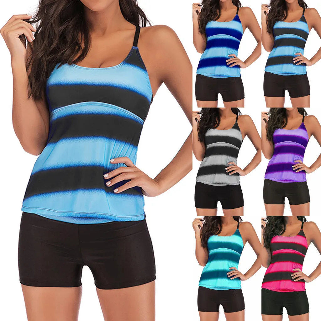 Women Plus Size Gradient Tankini Bikini Swimwear Summer Beach Swimsuit Bathing Suit Back Cross Ladies Swim Clothes 2019
Women Plus Size Gradient Tankini Bikini Swimwear Summer Beach Swimsuit Bathing Suit Back Cross Ladies Swim Clothes 2019