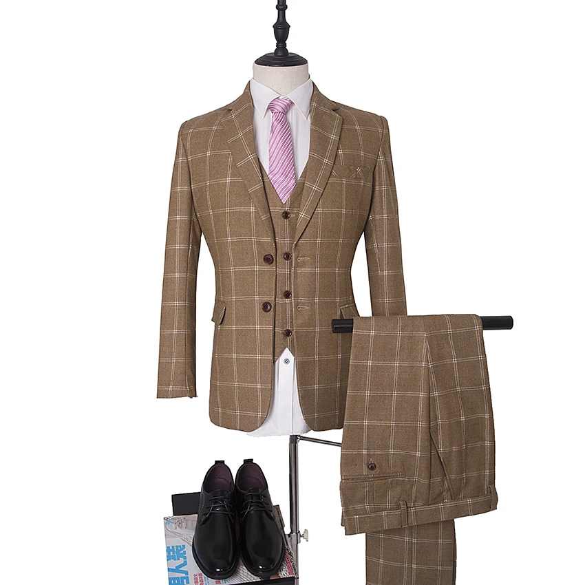 Brown plaid Men Wool Suits Notched lapel Bridegroom Wedding Prom Suits Male Blazers Slim Fit Suits Business Dress 3 Pieces Suits
Brown plaid Men Wool Suits Notched lapel Bridegroom Wedding Prom Suits Male Blazers Slim Fit Suits Business Dress 3 Pieces Suits