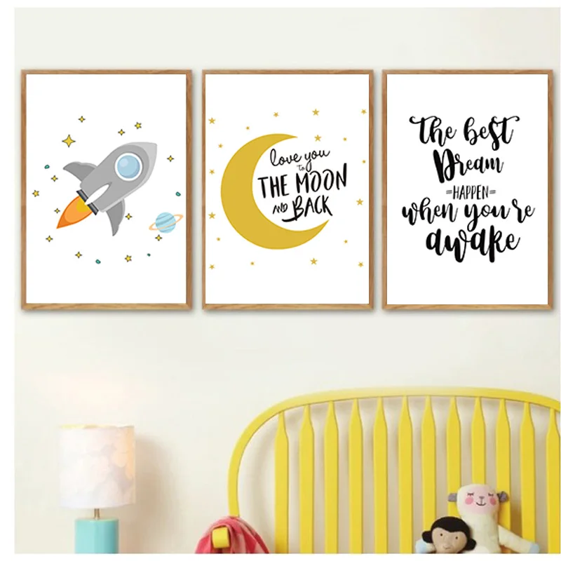 Lovely Cartoon rocket moon art letter canvas painting wall picture art posters and prints for bedroom home decoration
Lovely Cartoon rocket moon art letter canvas painting wall picture art posters and prints for bedroom home decoration