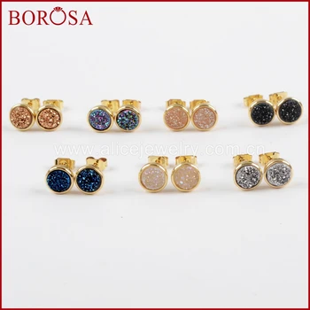BOROSA 5/10Pairs 6mm Round Gold Color Bezel Rainbow Titanium Druzy Stud Earrings Agates Drusy Earring for Women Jewelry ZG0277
BOROSA 5/10Pairs 6mm Round Gold Color Bezel Rainbow Titanium Druzy Stud Earrings Agates Drusy Earring for Women Jewelry ZG0277