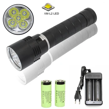 Waterproof Diving Flashlight Scuba Light Dive Torch 5*XM-L2 LED Underwater Flashlight lanterna + 26650 Battery + Charger
Waterproof Diving Flashlight Scuba Light Dive Torch 5*XM-L2 LED Underwater Flashlight lanterna + 26650 Battery + Charger