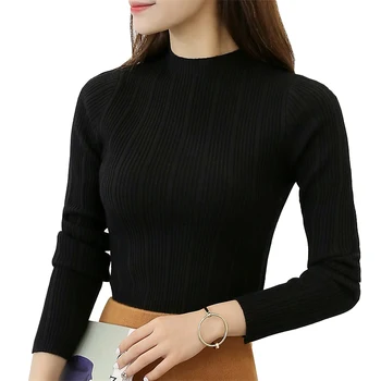 Autumn Winter High Elastic Sweaters Women 2019 New Slim Bottoming Pullovers Ladies Turtleneck Striped Knitted Tops Female Jumper
Autumn Winter High Elastic Sweaters Women 2019 New Slim Bottoming Pullovers Ladies Turtleneck Striped Knitted Tops Female Jumper