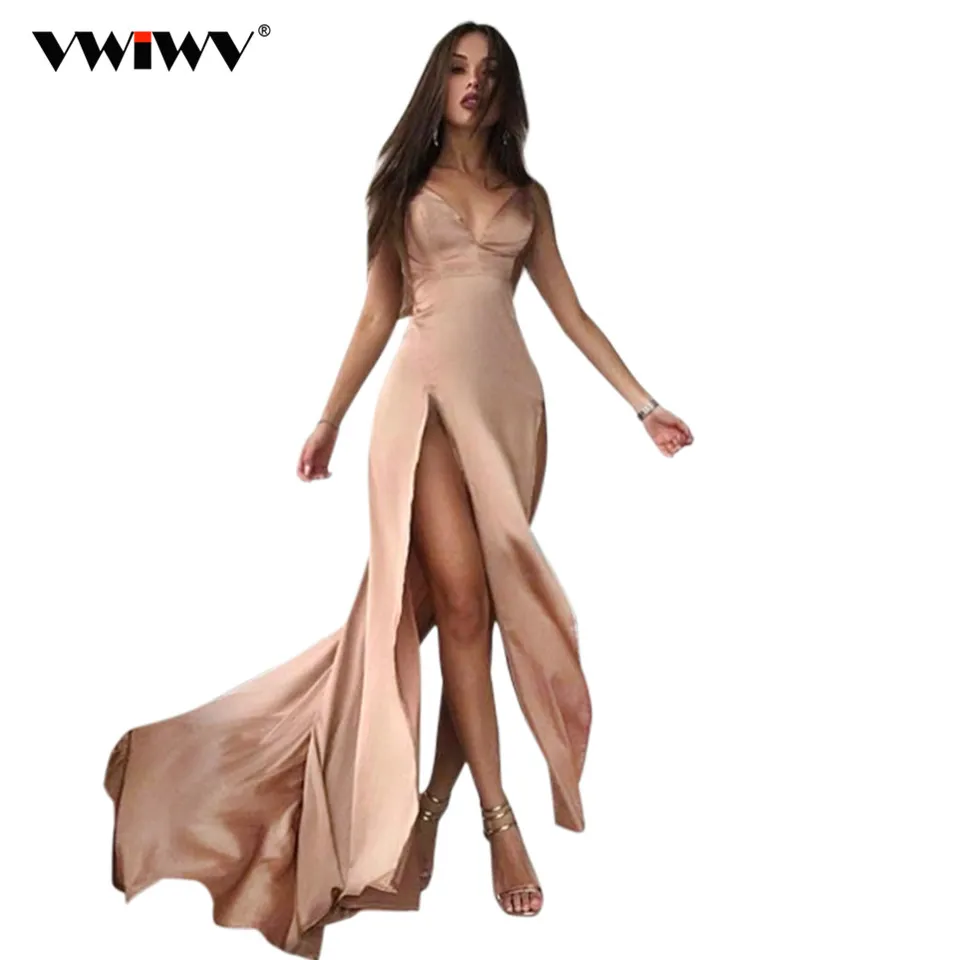VWIWV 2018 Fashion Satin Deep V Neck Sleeveless split Sexy Dress Bodycon Women Party Long Khaki Dresses
VWIWV 2018 Fashion Satin Deep V Neck Sleeveless split Sexy Dress Bodycon Women Party Long Khaki Dresses