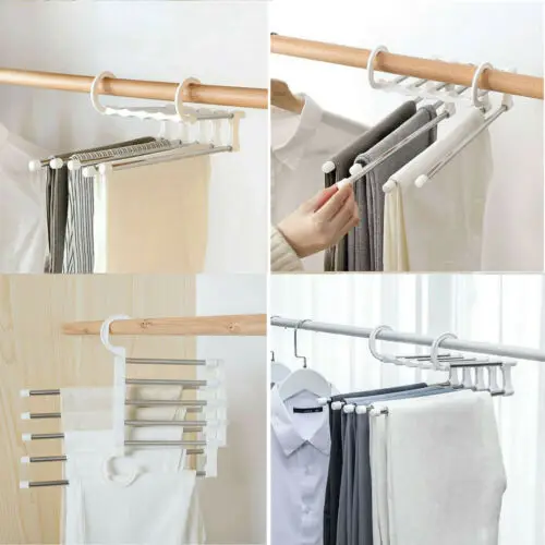 Pant rack shelves 5in1 Stainless Steel Durable Clothes Hanger Multi-functional Wardrobe Magic Hanger
Pant rack shelves 5in1 Stainless Steel Durable Clothes Hanger Multi-functional Wardrobe Magic Hanger