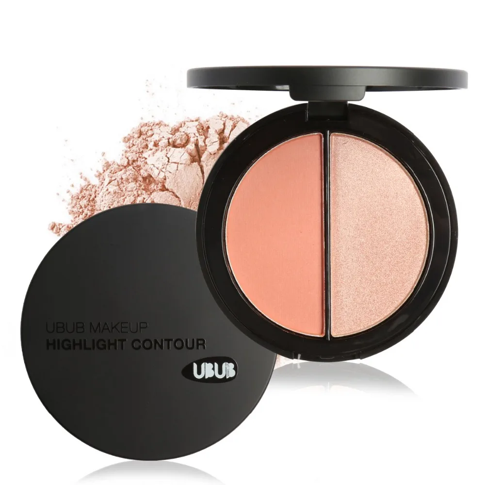 UBUB Brand Pro 2 Colors Face Powder Contour Highlighter Bronzer Palette Trimming Makeup Grooming Pressed #254827 | Красота и здоровье