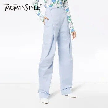 TWOTWINSTYLE Summer Solid Trousers For Women High Waist Large Size Loose Straight Pants Female Fashion Elegant Clothing 2020 New
TWOTWINSTYLE Summer Solid Trousers For Women High Waist Large Size Loose Straight Pants Female Fashion Elegant Clothing 2020 New