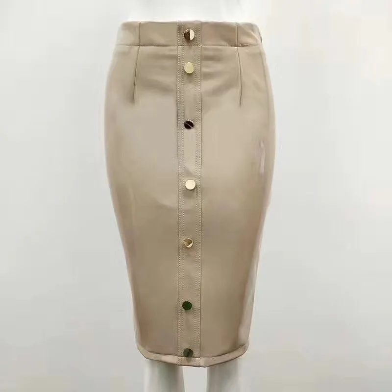 Factory wholesale new skirt black beige Knee Length Fashion Women Slim Pencil Skirt with Buttons PU Leather skirts
Factory wholesale new skirt black beige Knee Length Fashion Women Slim Pencil Skirt with Buttons PU Leather skirts