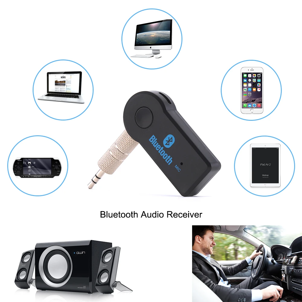 Wireless Bluetooth 3.5mm AUX Audio Mono Music Home Car Receiver Adapter Mic S
