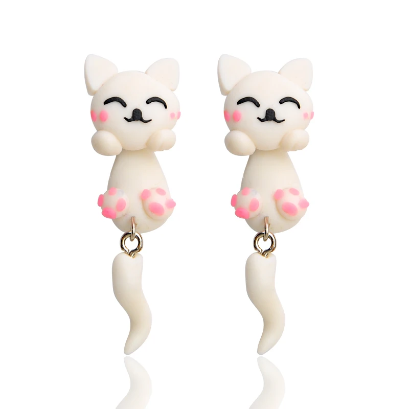 New Fashion Handmade Polymer 3D White Cat with Pink Ball Earring Lovely Cartoon Animal Stud Earrings for Women Girl Gift Aretes
New Fashion Handmade Polymer 3D White Cat with Pink Ball Earring Lovely Cartoon Animal Stud Earrings for Women Girl Gift Aretes