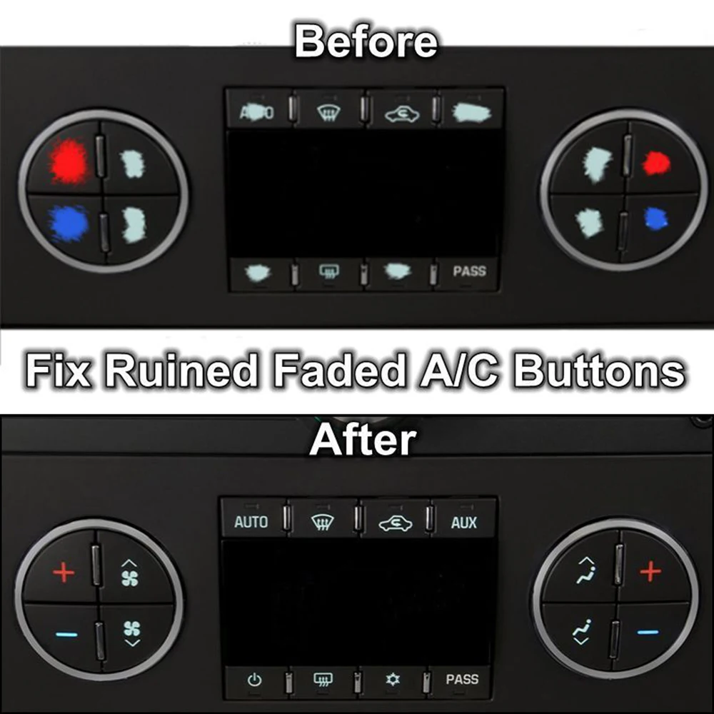 AC Button Repair Stickers Kit Practical For Chevy Vehicles Decal Stickers Car Dash Replacement Sticker Exterior Car Accessories
AC Button Repair Stickers Kit Practical For Chevy Vehicles Decal Stickers Car Dash Replacement Sticker Exterior Car Accessories