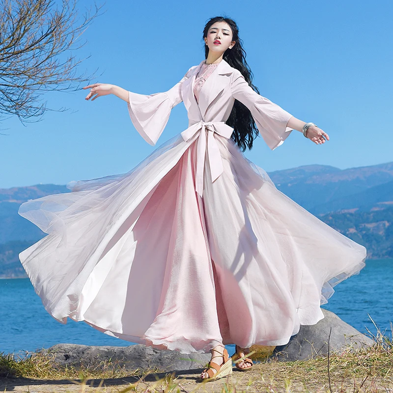 LYNETTE'S CHINOISERIE Spring Autumn Women Medium-long Vintage Royal Wind Slim Gauze Trench
LYNETTE'S CHINOISERIE Spring Autumn Women Medium-long Vintage Royal Wind Slim Gauze Trench