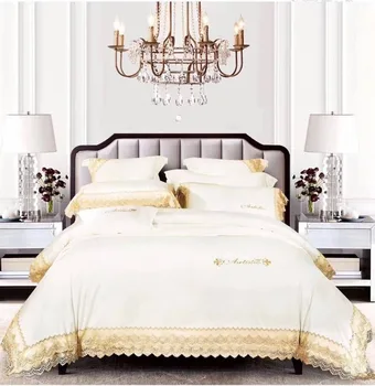New Luxury White 100S Egyptian cotton Tencel Silky Bedding set Queen King Noble Lace Edge Royal Duvet cover Bed sheet set Europe
New Luxury White 100S Egyptian cotton Tencel Silky Bedding set Queen King Noble Lace Edge Royal Duvet cover Bed sheet set Europe