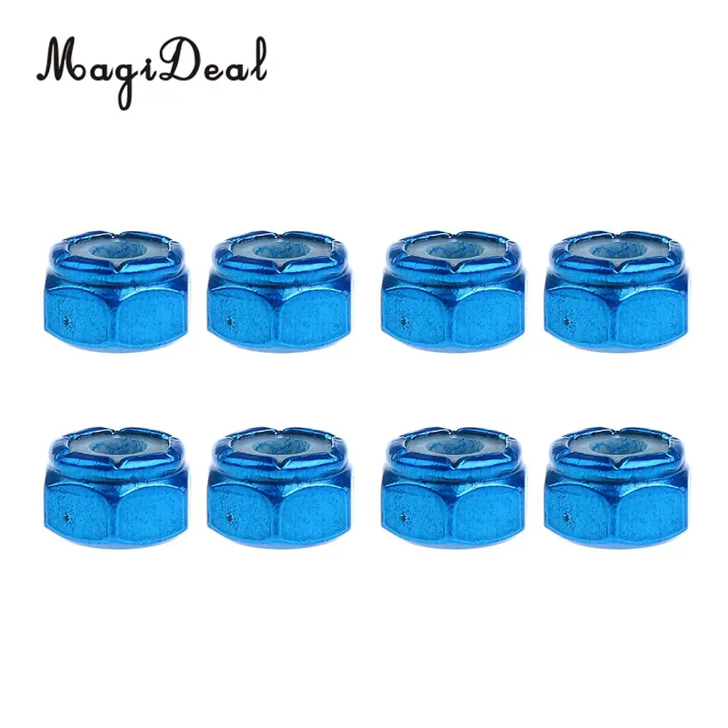 MagiDeal 8pcs Replacement Skateboard Truck Hardware Set Longboard Screws Bolts Blue