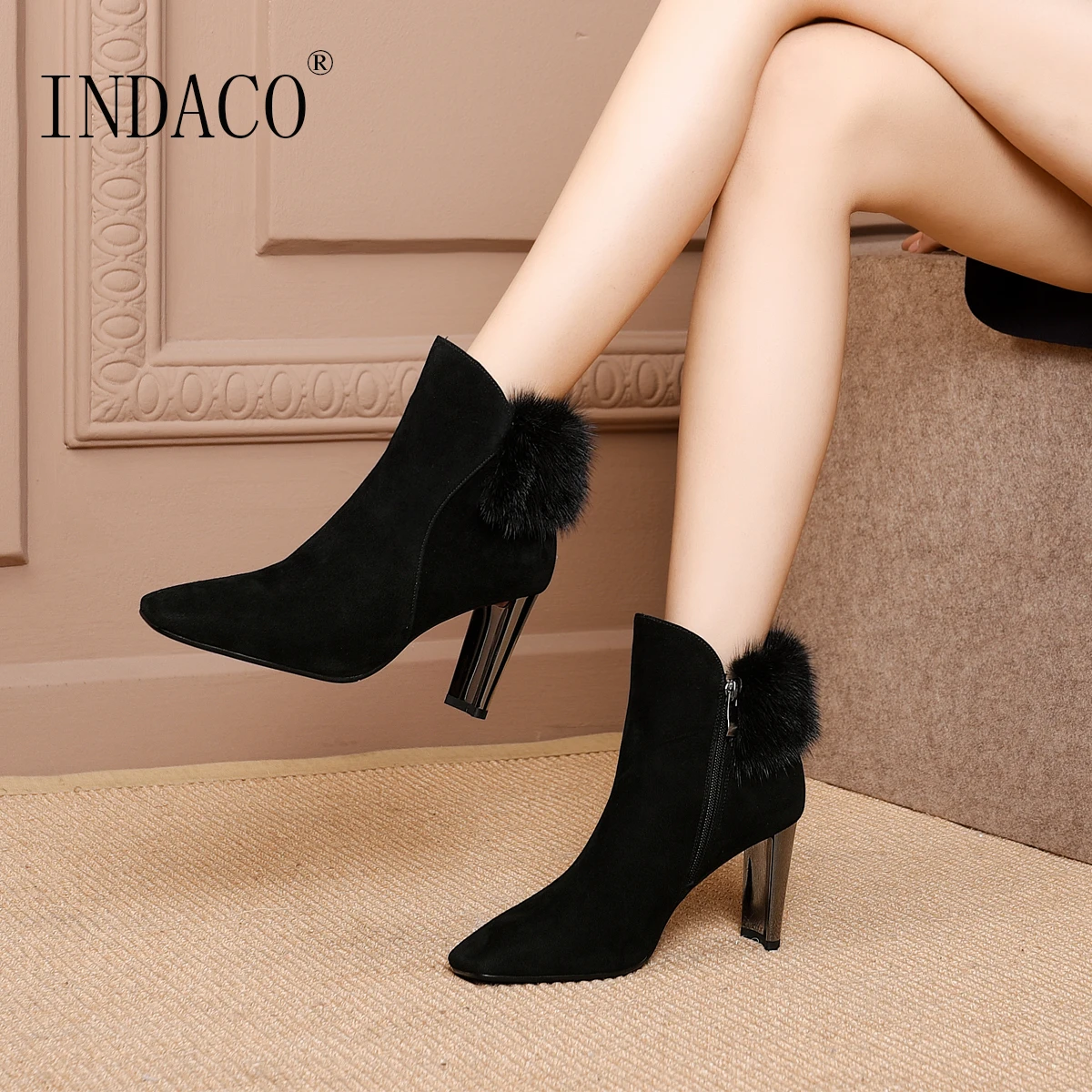 Mink Fur Boots Women Fashion Leather Ankle Boots Zipper Chaussures Femme Hiver 8cm
Mink Fur Boots Women Fashion Leather Ankle Boots Zipper Chaussures Femme Hiver 8cm