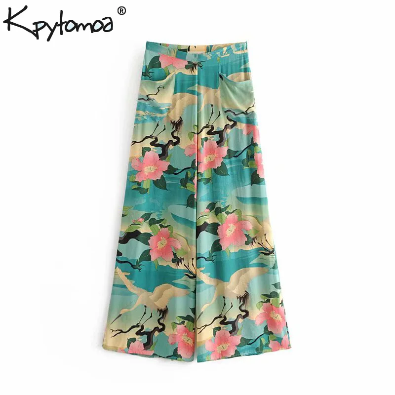 Boho Chic Summer Vintage Floral Crane Print Wide Leg Pants Women 2019 Fashion Side Zipper Pockets Lady Trousers Pantalones Femme
Boho Chic Summer Vintage Floral Crane Print Wide Leg Pants Women 2019 Fashion Side Zipper Pockets Lady Trousers Pantalones Femme