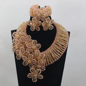 Luxury Champagne Gold Flowers Fall Wedding Jewelry Set Peach Crystal Statement Necklace Earrings Set Free Shipping WD749
Luxury Champagne Gold Flowers Fall Wedding Jewelry Set Peach Crystal Statement Necklace Earrings Set Free Shipping WD749