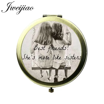 JWEIJIAO Best Friends Sisters Phrase Quote Vintage Pocket Mirror Girls Glass Cabochon Bronze Metal Round Floding Makeup mirrors
JWEIJIAO Best Friends Sisters Phrase Quote Vintage Pocket Mirror Girls Glass Cabochon Bronze Metal Round Floding Makeup mirrors