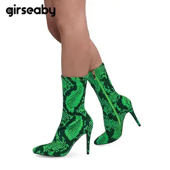 Girseaby 2019 Snake Print Sock Boots Stretch Fabric Pointed Toe High Heels Zip Woman Ankle Boots Ladies Short Boots Green E176
Girseaby 2019 Snake Print Sock Boots Stretch Fabric Pointed Toe High Heels Zip Woman Ankle Boots Ladies Short Boots Green E176
