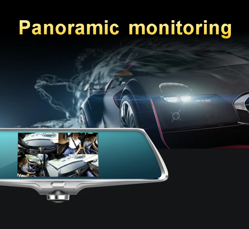 panoramic monitoring system car dvr rearview mirror camera dashcam recorder4