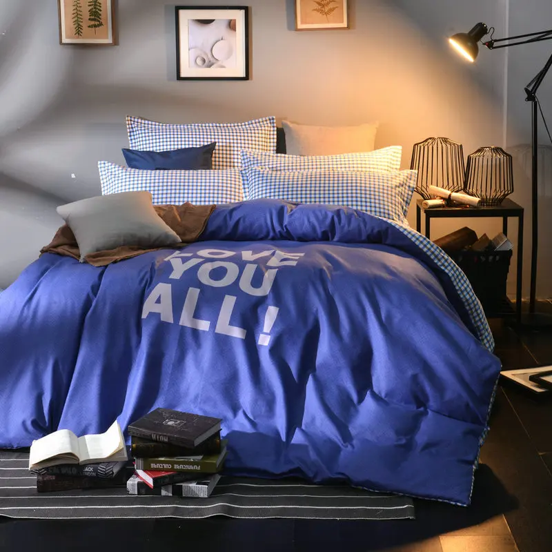 Navy Blue Solid Color Letters Pattern Home Textile 4Pcs Bedding Sets Children'S Bed Linen Duvet Cover Bed Sheet Pillowcase Soft
Navy Blue Solid Color Letters Pattern Home Textile 4Pcs Bedding Sets Children'S Bed Linen Duvet Cover Bed Sheet Pillowcase Soft