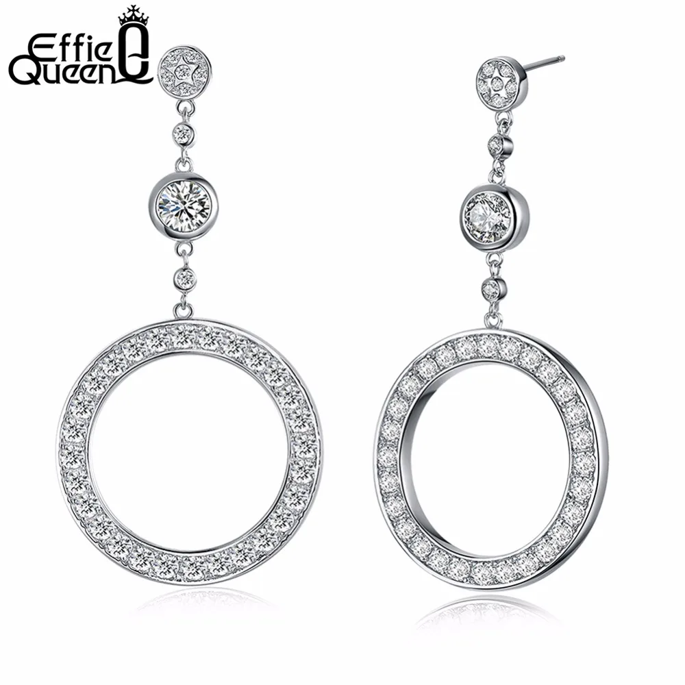 Effie Queen Classic Long Drop Earrings Big Circle Earrings with Clear & Black Cubic Zirconia Female Accessories Jewelry DE158
Effie Queen Classic Long Drop Earrings Big Circle Earrings with Clear & Black Cubic Zirconia Female Accessories Jewelry DE158