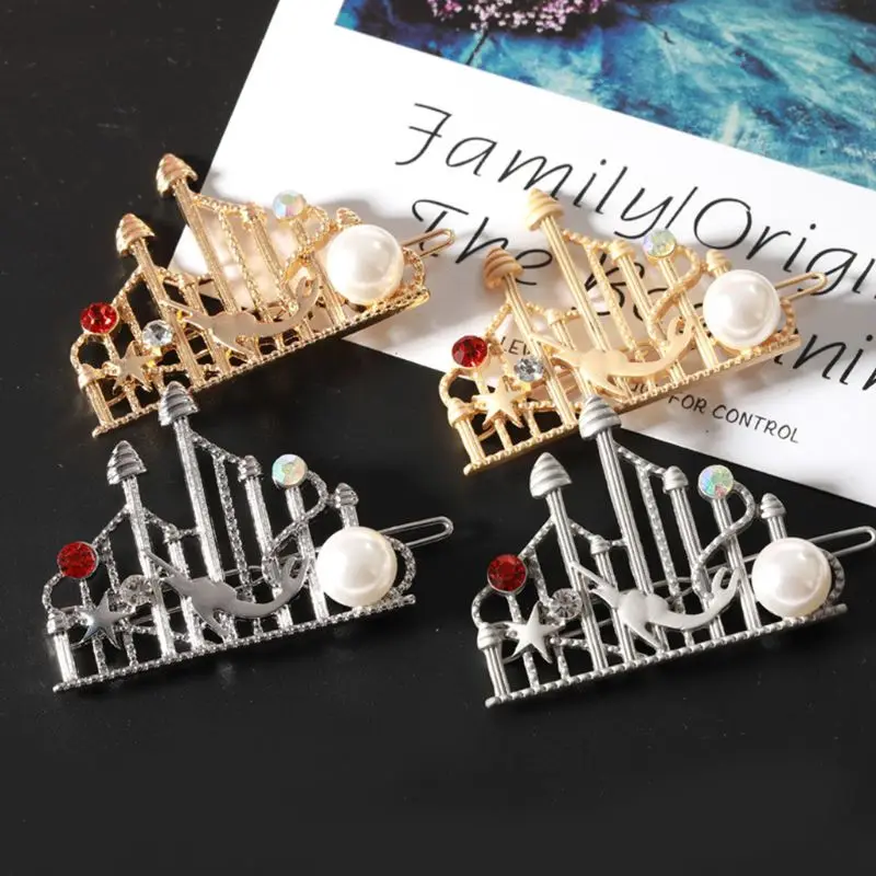 Fantastic Jewelry Fairy Tale Seafloor Castle Shaped Hair Clip Imitation Pearl Rhinestone Princess Girls Hairpins Barrettes Gift
Fantastic Jewelry Fairy Tale Seafloor Castle Shaped Hair Clip Imitation Pearl Rhinestone Princess Girls Hairpins Barrettes Gift