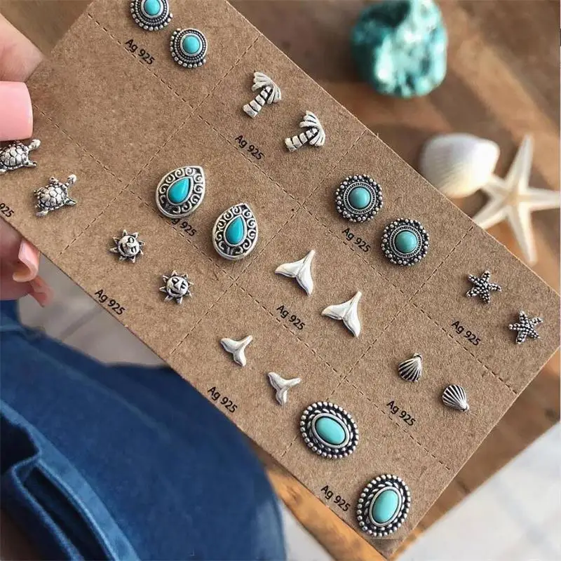 Bohemian Fishtail Turtle Coconut Shell Sun Drops Crystal Silver Earrings Women Fashion Wedding Party Jewelry Female Earring Set
Bohemian Fishtail Turtle Coconut Shell Sun Drops Crystal Silver Earrings Women Fashion Wedding Party Jewelry Female Earring Set