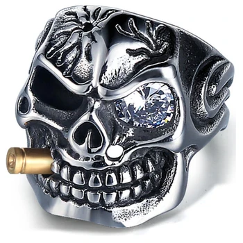 Punk Jewellery 316L Stainless Steel Men Ring Vintage Viking Skeleton Finger Band Rings With Crystal Eye Men's Jewelry
Punk Jewellery 316L Stainless Steel Men Ring Vintage Viking Skeleton Finger Band Rings With Crystal Eye Men's Jewelry