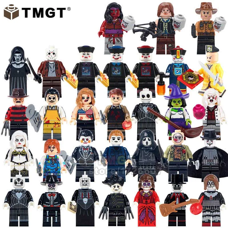 Horror movie Building Blocks Michael Myers Jack Skellington Jason Scream Killer Sally Zombie Freddy Penny Wise Toys for Children
Horror movie Building Blocks Michael Myers Jack Skellington Jason Scream Killer Sally Zombie Freddy Penny Wise Toys for Children