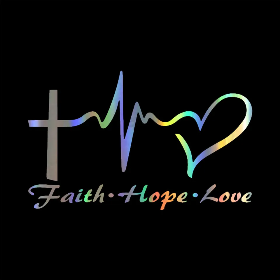 14.6CM9CM Personality Jesus HOPE LOVE FAITH Prayer Creative Vinyl Car sticker Black Silver Laser (4)