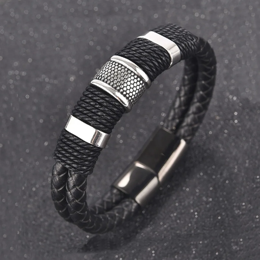 Men Braided Leather Bracelet Stainless Steel Magnetic Clasp Woven Bangles Charm Wristband Black Brown Punk Jewelry Accessories 
Men Braided Leather Bracelet Stainless Steel Magnetic Clasp Woven Bangles Charm Wristband Black Brown Punk Jewelry Accessories